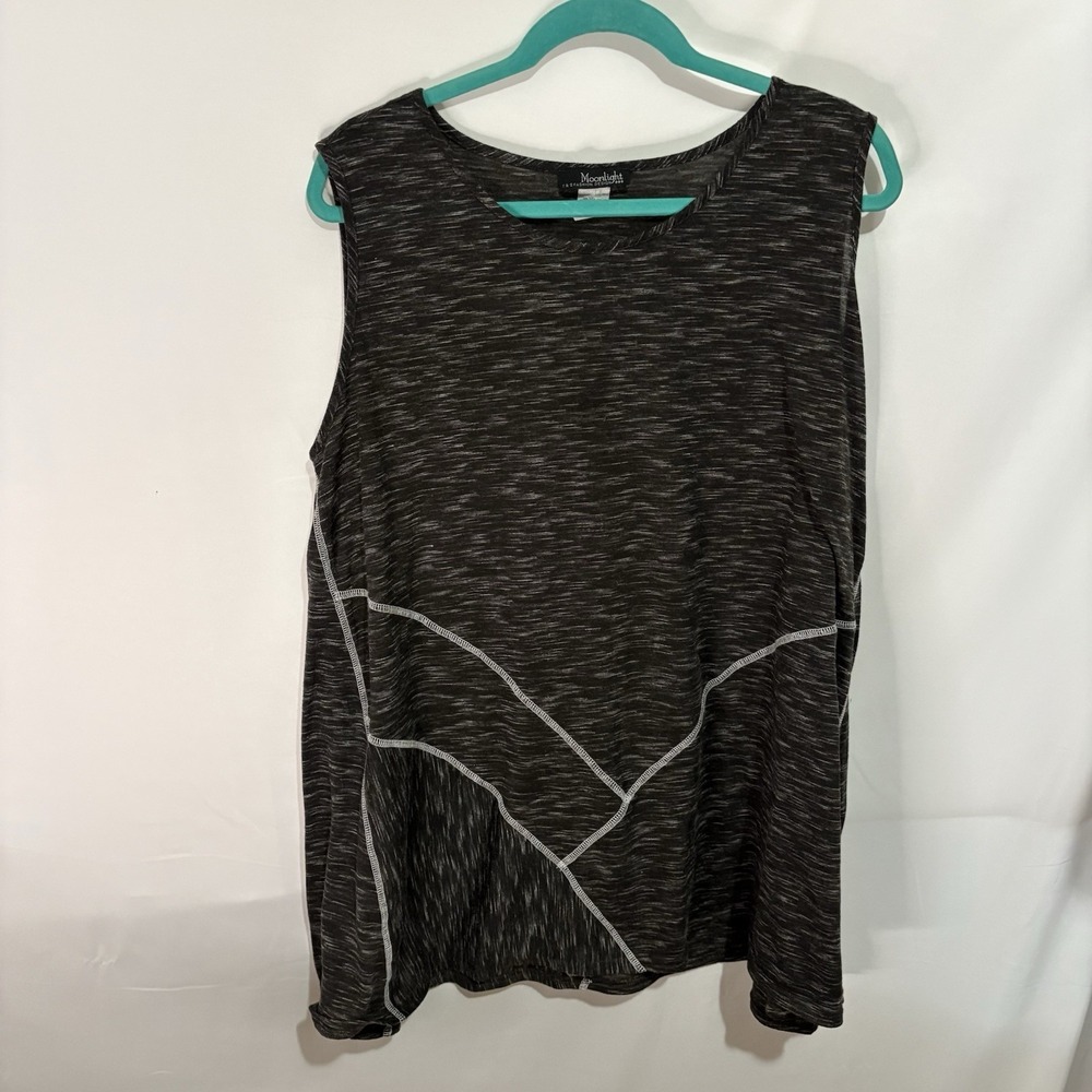 Moonlight Sleeveless Shirt Womens XXL Black Grey Space Dye Tank Top T3209 USA